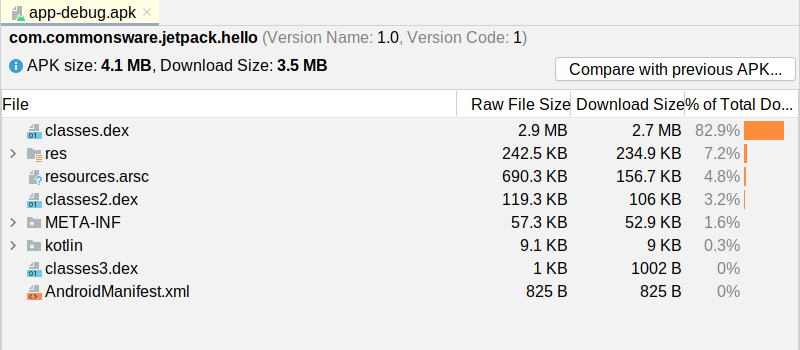 Analyze your build with the APK Analyzer