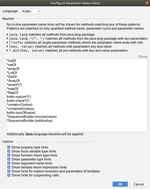 Kotlin Type Hints Configuration in Android Studio